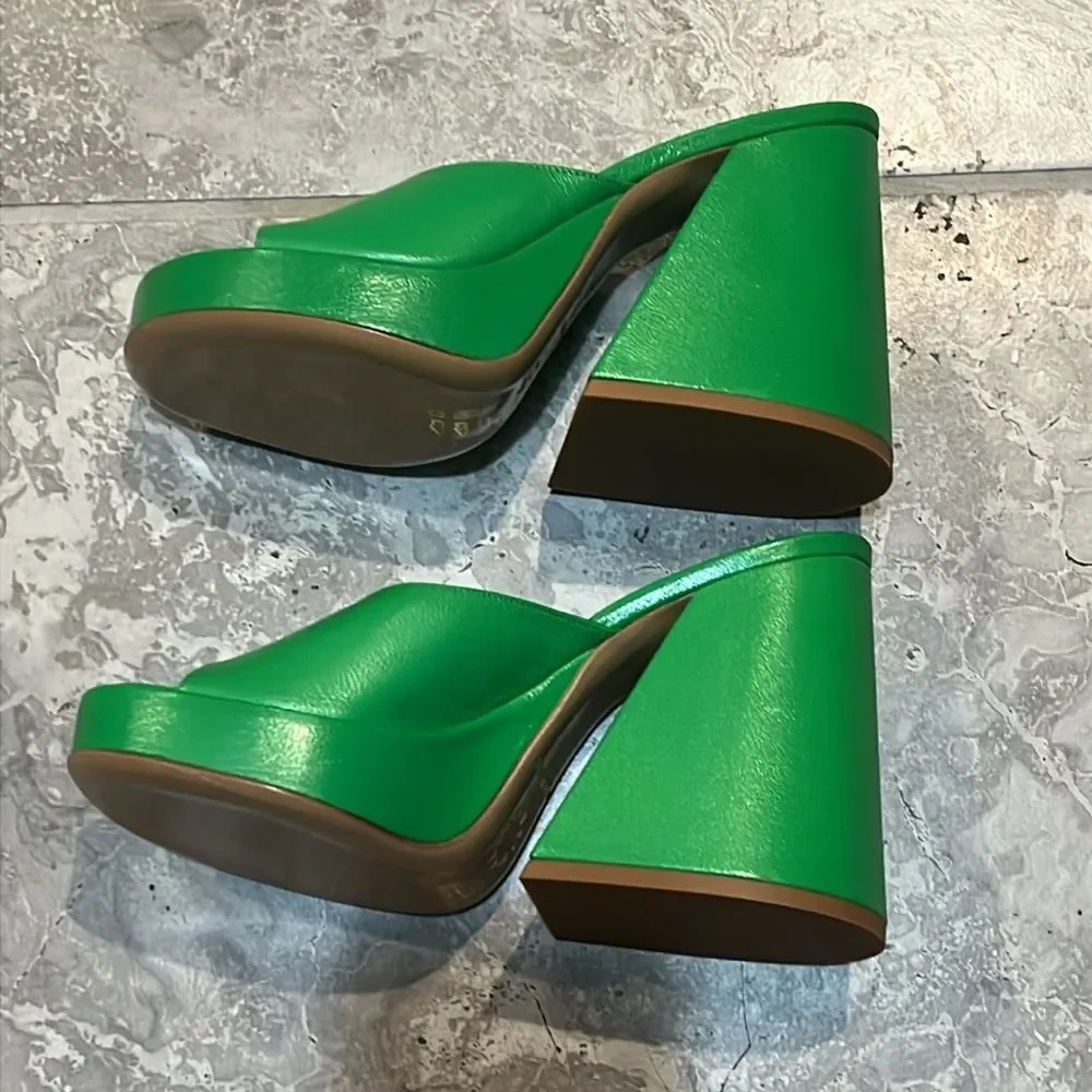 Simon Miller F229 Slice High Heel Sandals in Green, New, Size 36